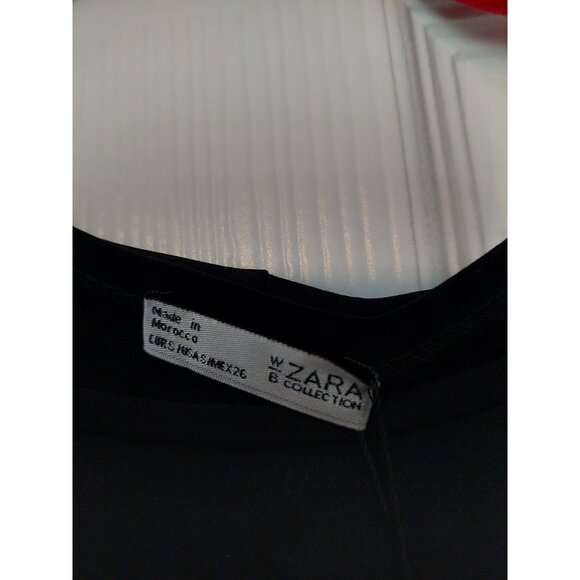 Zara Black Long-Sleeve Dress With Metallic Gold Accent - Picture 3 of 4